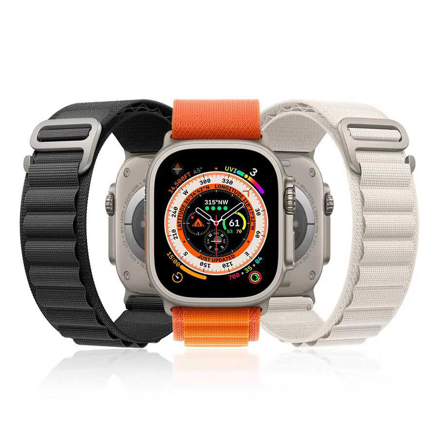Apple Watch 7 45mm Zore KRD-74 Hasır Kordon Siyah-Füme