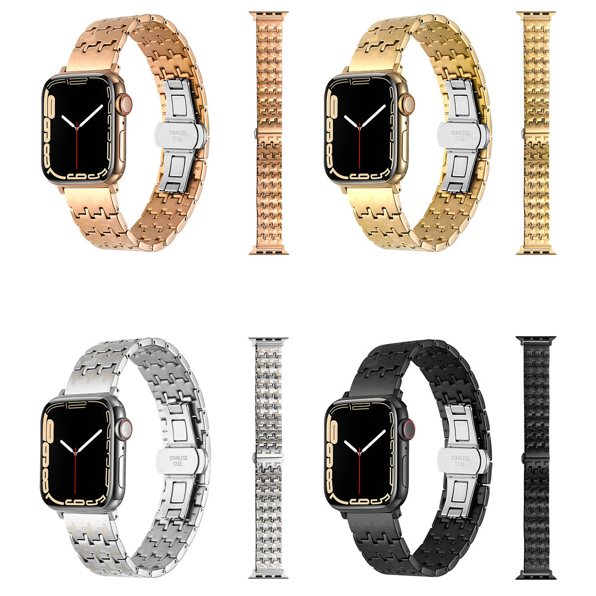 Apple Watch 7 45mm Zore KRD-86 Metal Kordon Siyah
