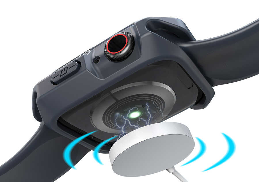 Apple Watch 7 45mm Zore Watch Gard 08 Sert PC + Silikon Koruyucu Lacivert