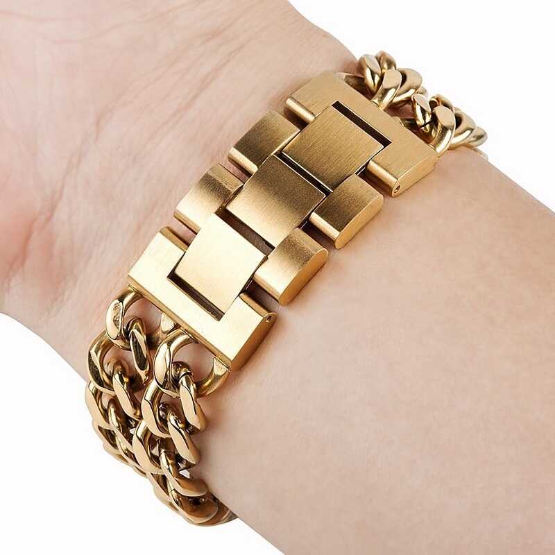 Apple Watch Ultra 49mm Kordon Cowboy Metal Strap Kayış Gold