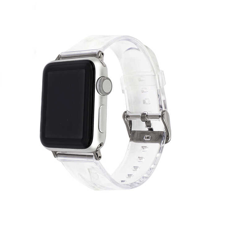 Apple Watch Ultra 49mm Kordon KRD-13 Şeffaf Silikon Strap Kayış Renksiz