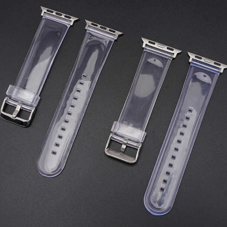 Apple Watch Ultra 49mm Kordon KRD-13 Şeffaf Silikon Strap Kayış Renksiz