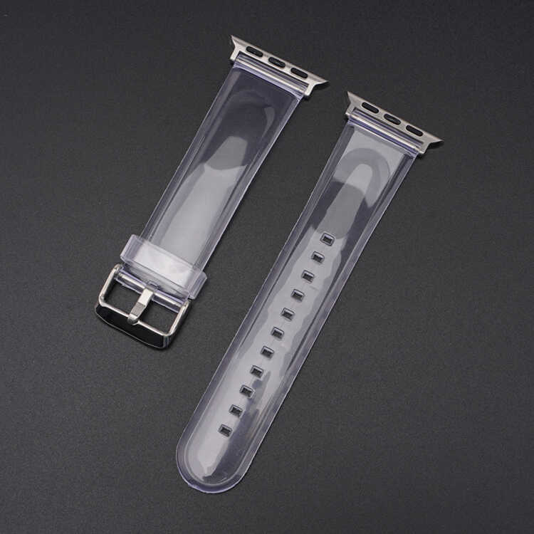 Apple Watch Ultra 49mm Kordon KRD-13 Şeffaf Silikon Strap Kayış Renksiz