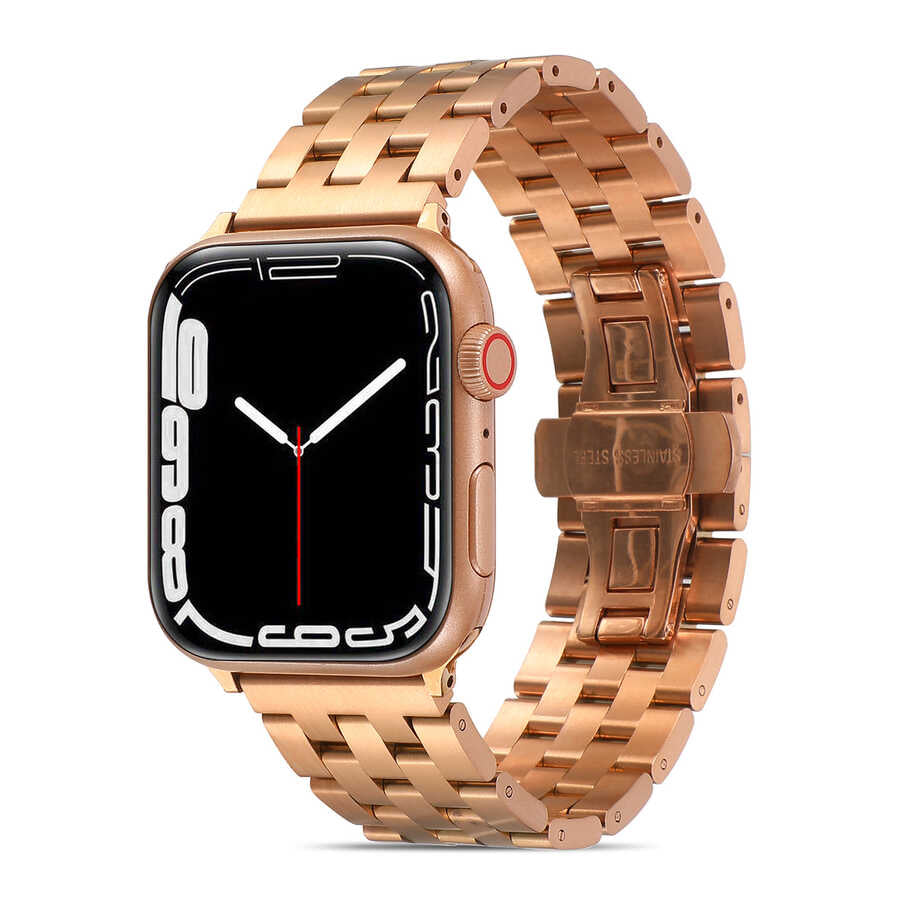 Apple Watch Ultra 49mm Kordon KRD-20 Metal Strap Kayış Rose Gold