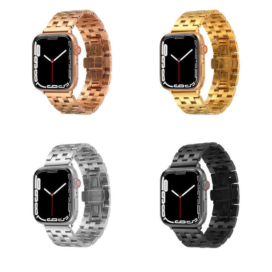 Apple Watch Ultra 49mm Kordon KRD-20 Metal Strap Kayış Rose Gold