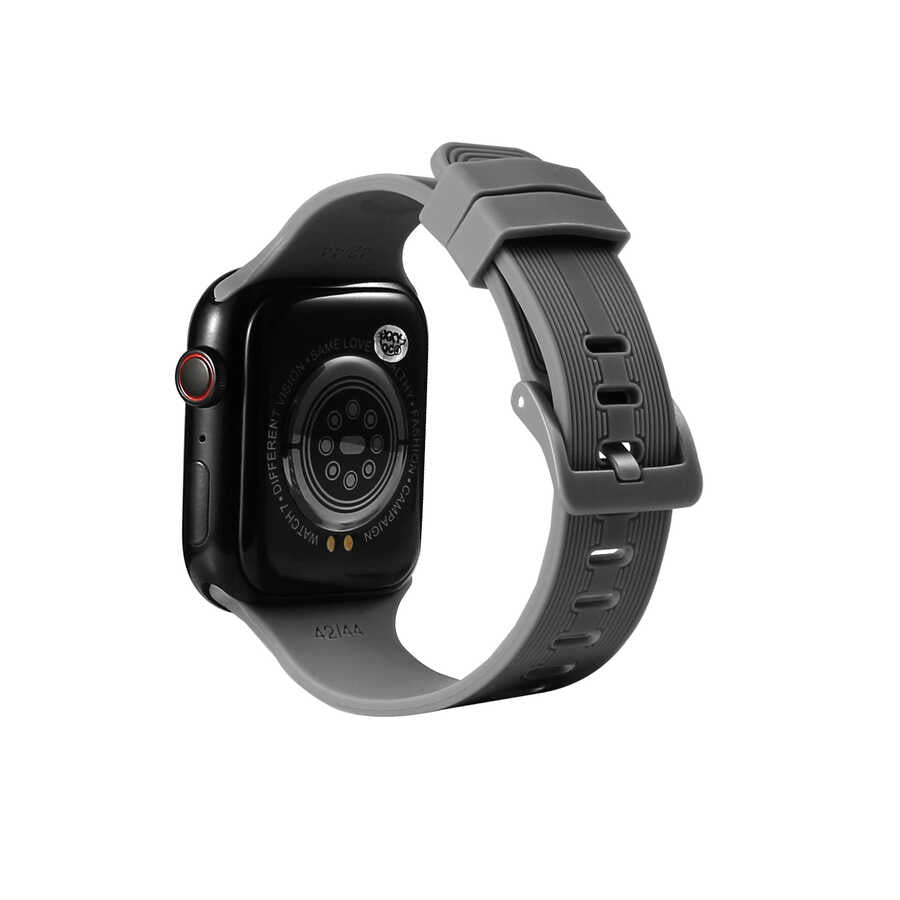 Apple Watch Ultra 49mm Kordon KRD-23 Silikon Strap Kayış Gri