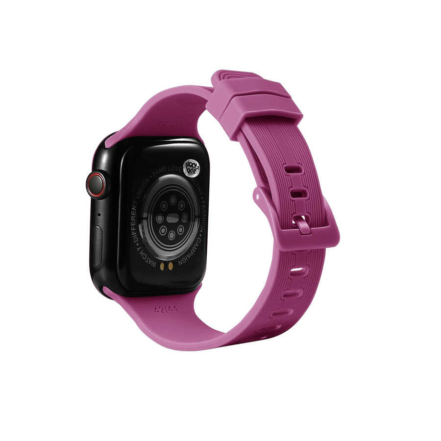 Apple Watch Ultra 49mm Kordon KRD-23 Silikon Strap Kayış Mürdüm