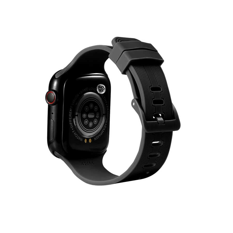 Apple Watch Ultra 49mm Kordon KRD-23 Silikon Strap Kayış Siyah