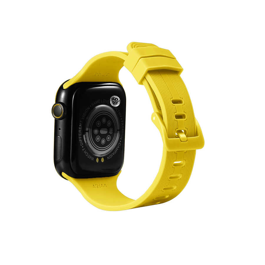 Apple Watch Ultra 49mm Kordon KRD-23 Silikon Strap Kayış Sarı