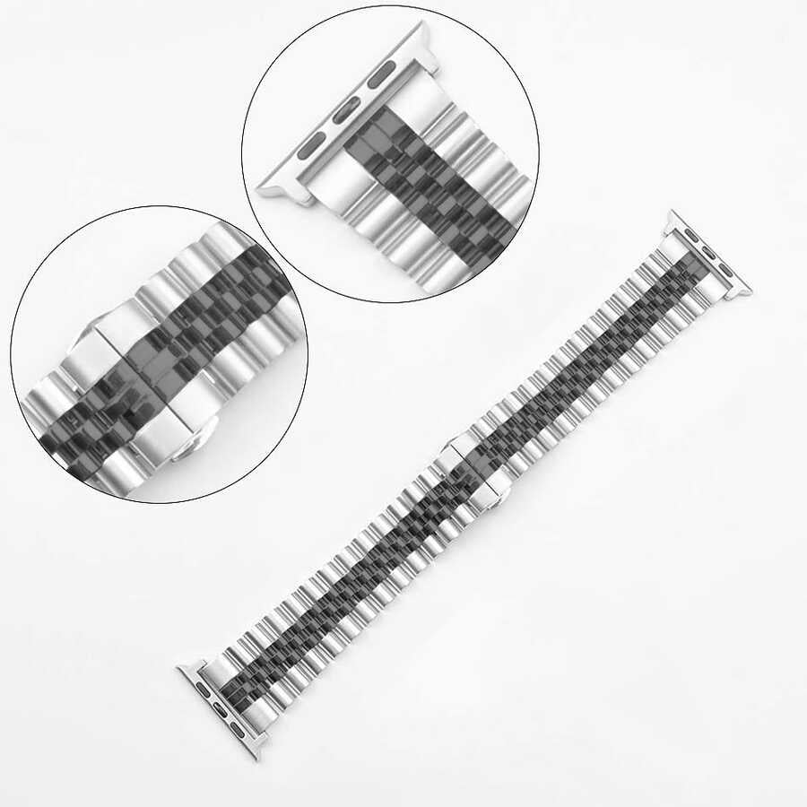 Apple Watch Ultra 49mm Kordon KRD-36 Metal Strap Kayış Gümüş-Gold