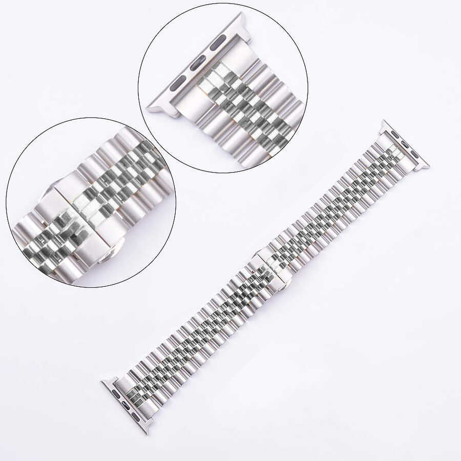 Apple Watch Ultra 49mm Kordon KRD-36 Metal Strap Kayış Gümüş