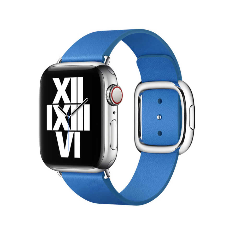 Apple Watch Ultra 49mm Kordon KRD-42 Deri Strap Kayış Mavi