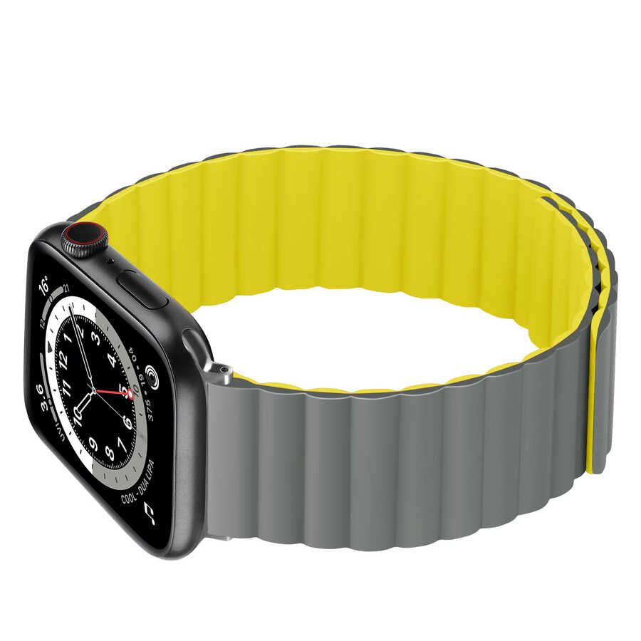 Apple Watch Ultra 49mm Kordon KRD-52 Strap Kayış Siyah-Sarı
