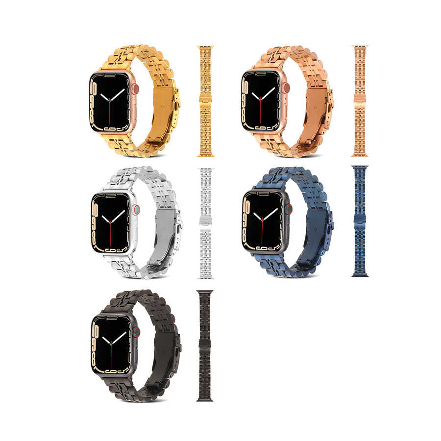 Apple Watch Ultra 49mm Kordon KRD-54 Metal Strap Kayış Gold