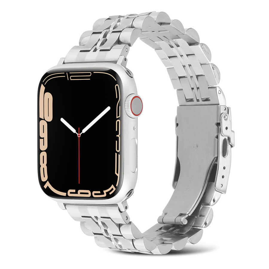 Apple Watch Ultra 49mm Kordon KRD-54 Metal Strap Kayış Gümüş