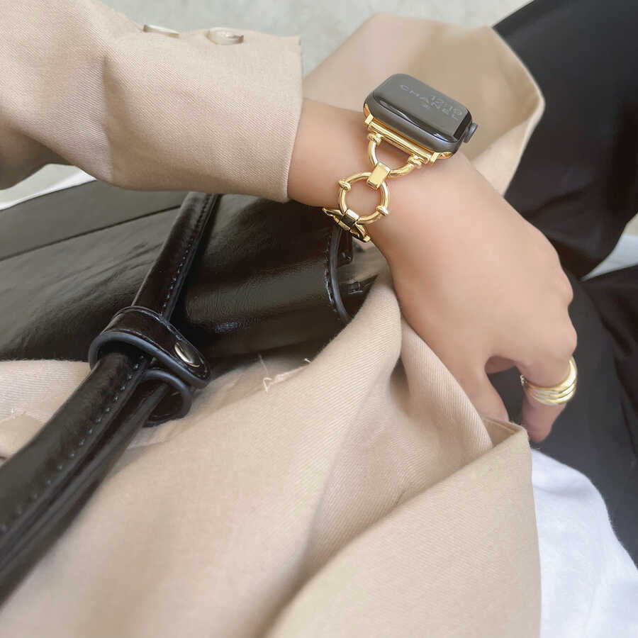 Apple Watch Ultra 49mm Kordon KRD-56 Metal Strap Kayış Gold