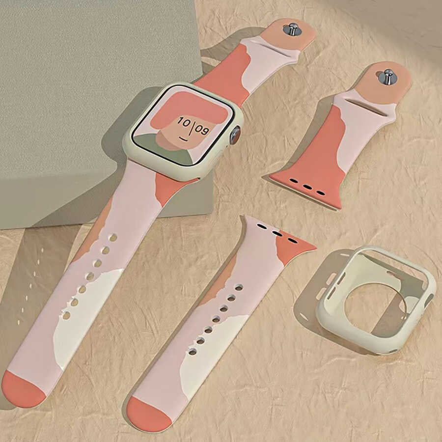 Apple Watch Ultra 49mm Kordon KRD-62 Silikon Strap Kayış Rouge Powder