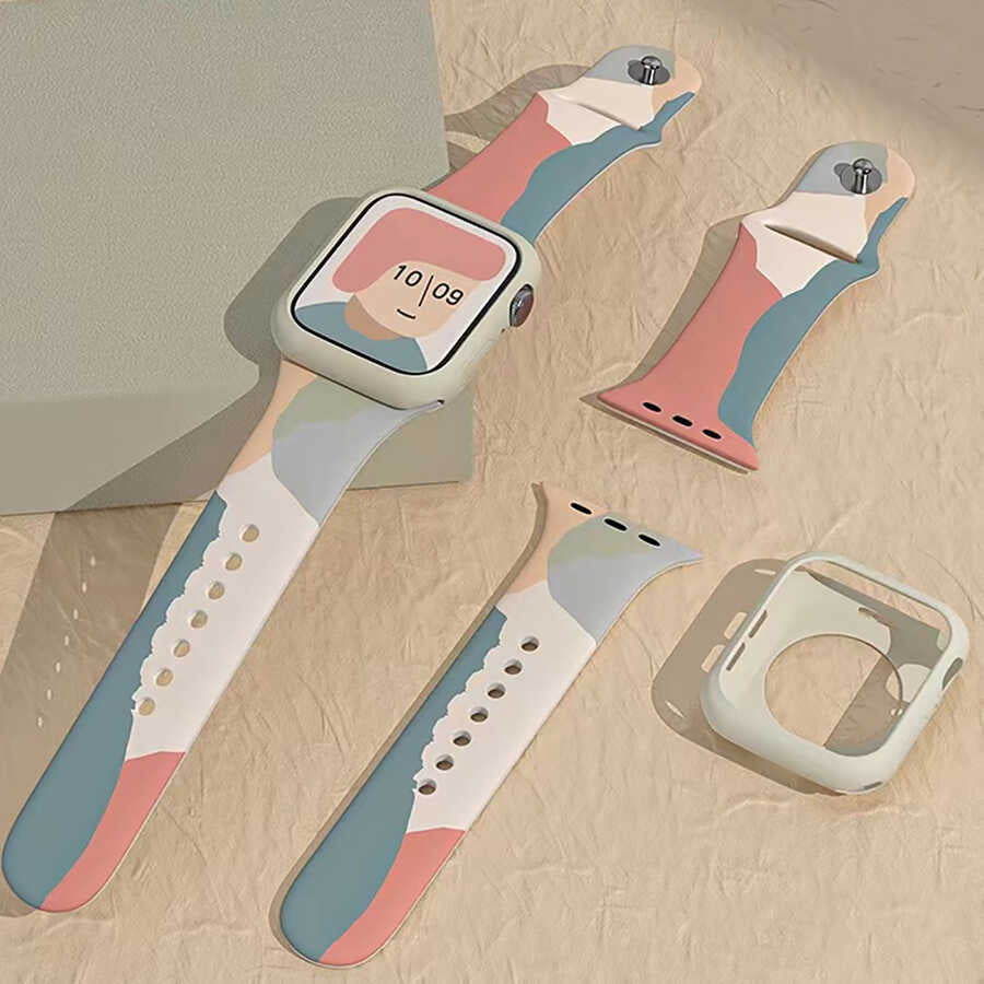 Apple Watch Ultra 49mm Kordon KRD-62 Silikon Strap Kayış Grape Fruit