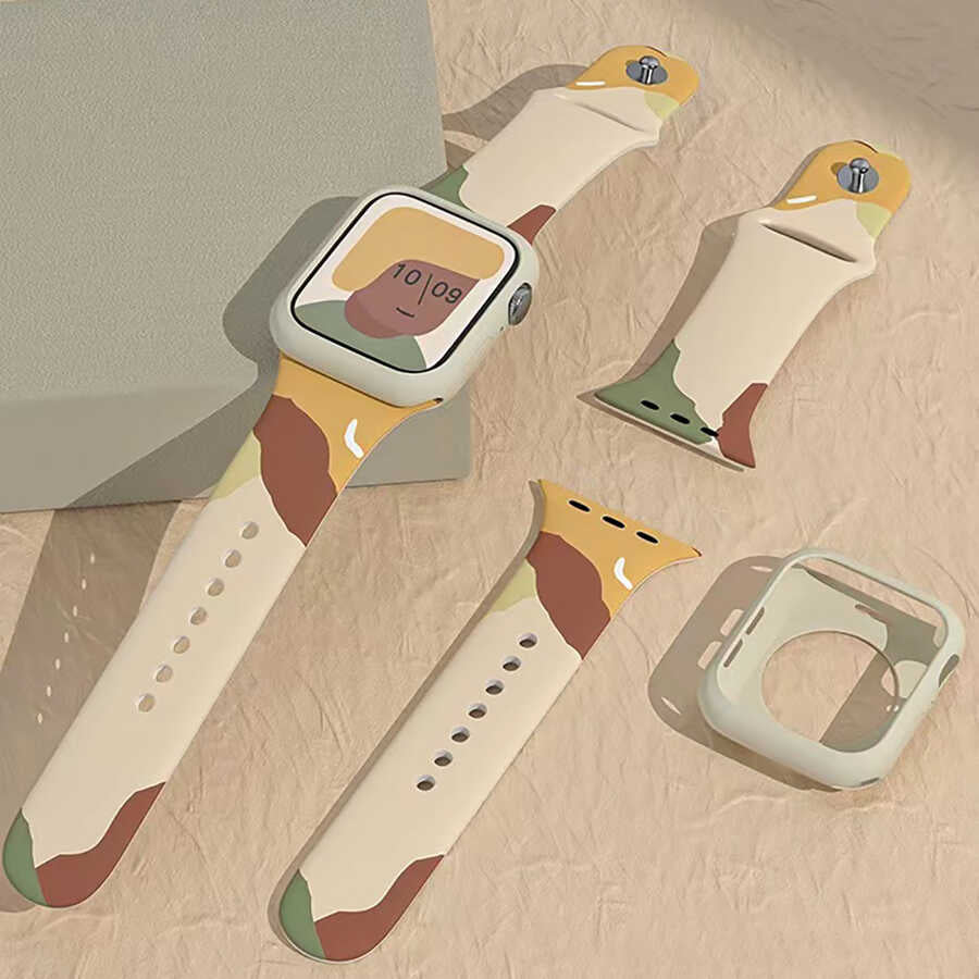 Apple Watch Ultra 49mm Kordon KRD-62 Silikon Strap Kayış Grape Fruit