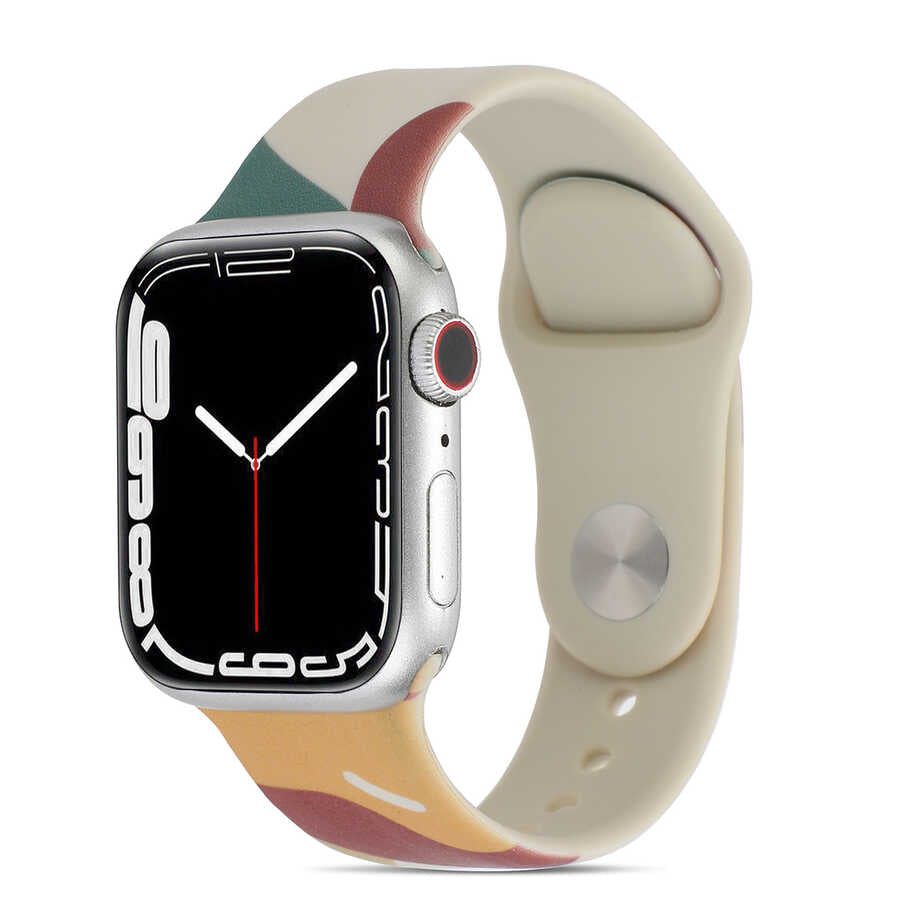 Apple Watch Ultra 49mm Kordon KRD-62 Silikon Strap Kayış Grape Fruit