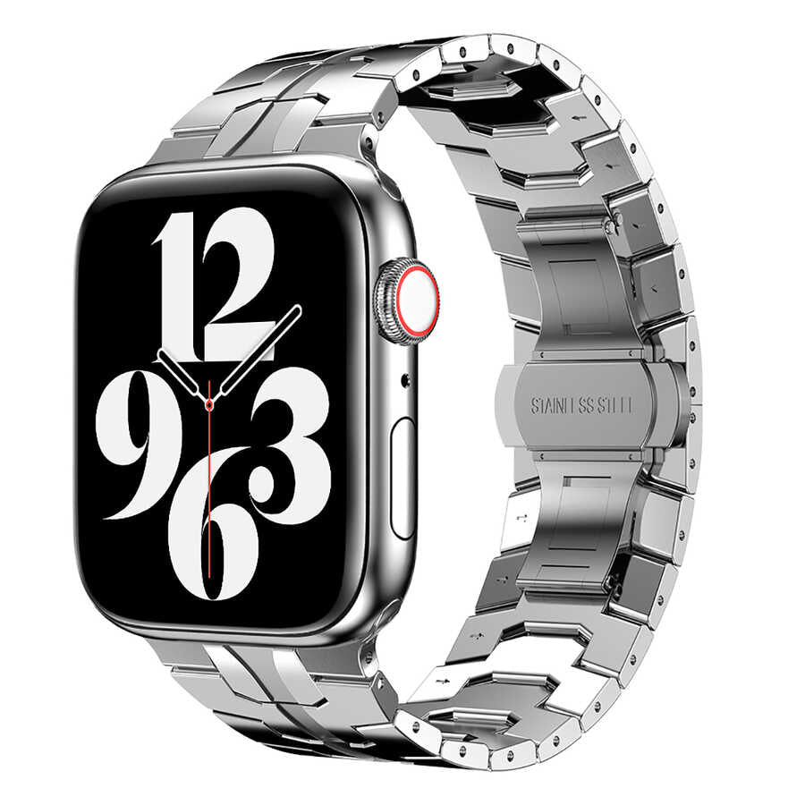 Apple Watch Ultra 49mm Kordon KRD-63 Metal Strap Kayış Gümüş