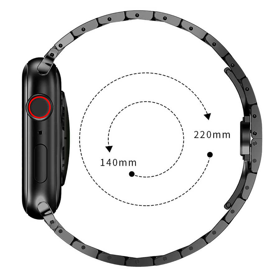 Apple Watch Ultra 49mm Kordon KRD-63 Metal Strap Kayış Siyah