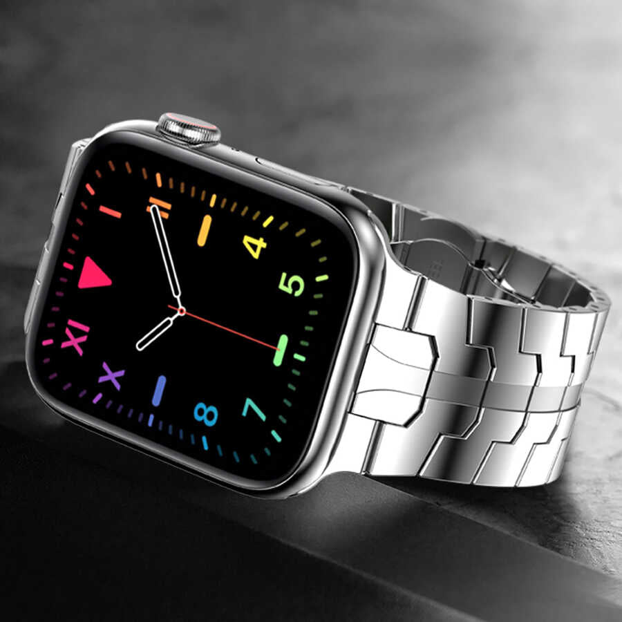 Apple Watch Ultra 49mm Kordon KRD-63 Metal Strap Kayış Gümüş