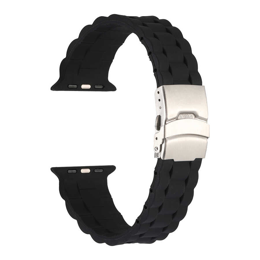 Apple Watch Ultra 49mm Kordon KRD-72 Silikon Strap Kayış Siyah