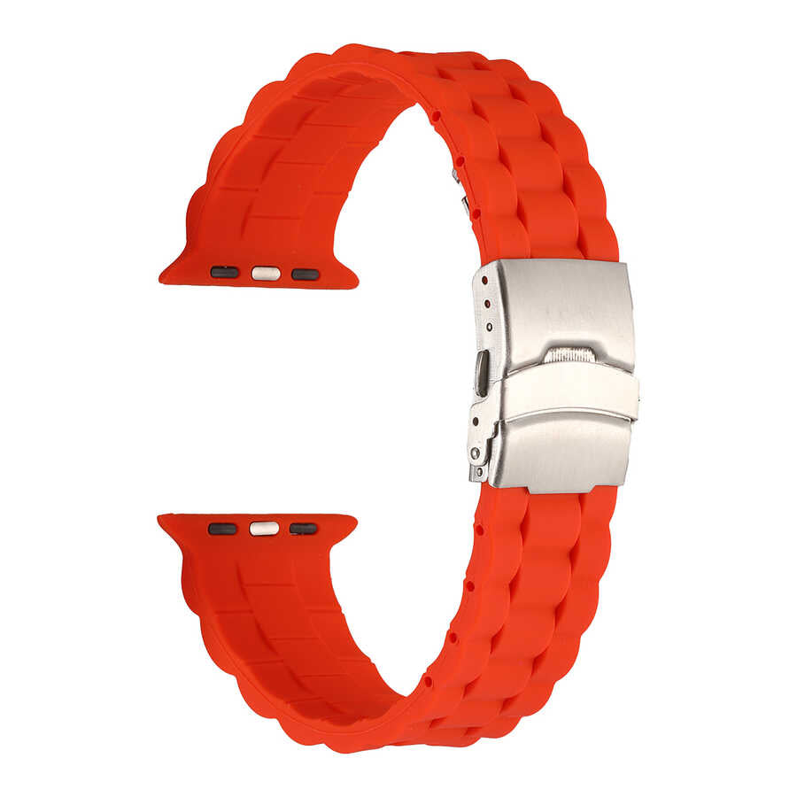 Apple Watch Ultra 49mm Kordon KRD-72 Silikon Strap Kayış Turuncu