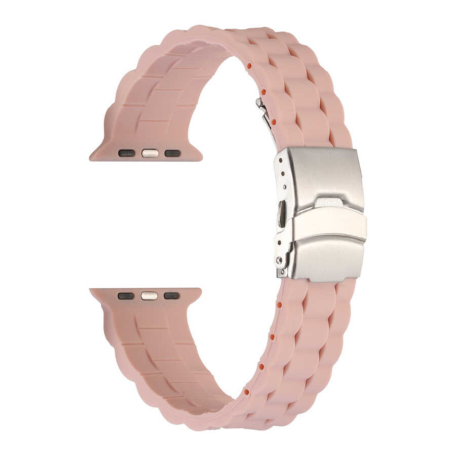 Apple Watch Ultra 49mm Kordon KRD-72 Silikon Strap Kayış Pembe