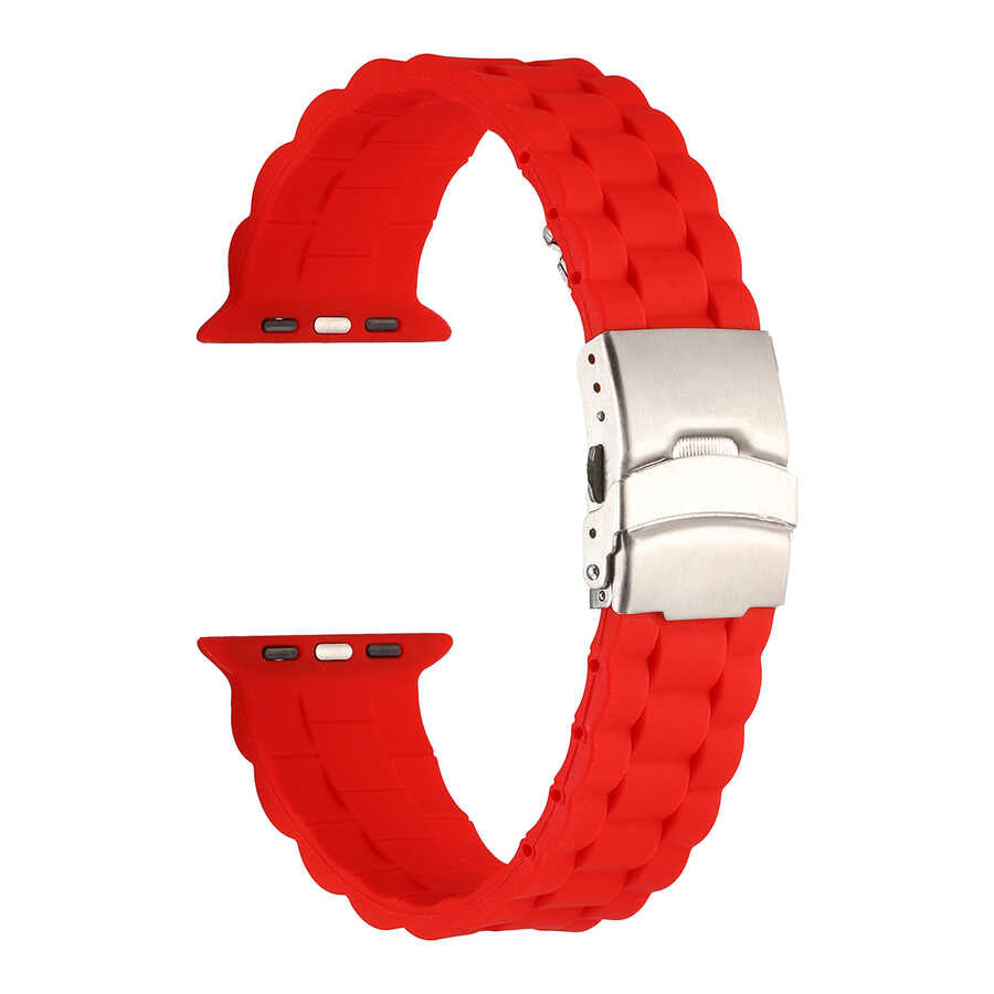 Apple Watch Ultra 49mm Kordon KRD-72 Silikon Strap Kayış Kırmızı