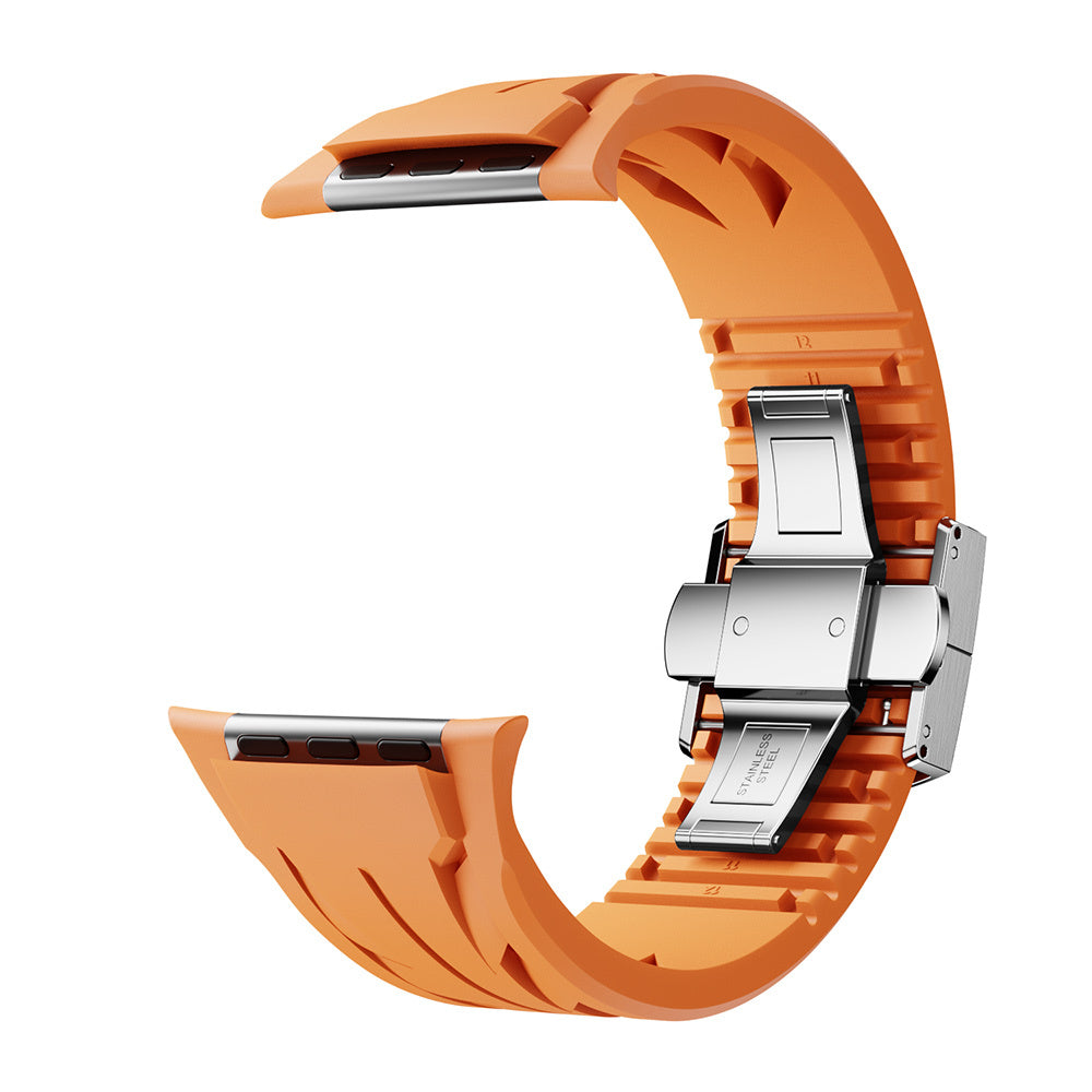 Apple Watch Ultra 49mm KRD-127 Metal Tokalı Silikon Kordon Kırmızı