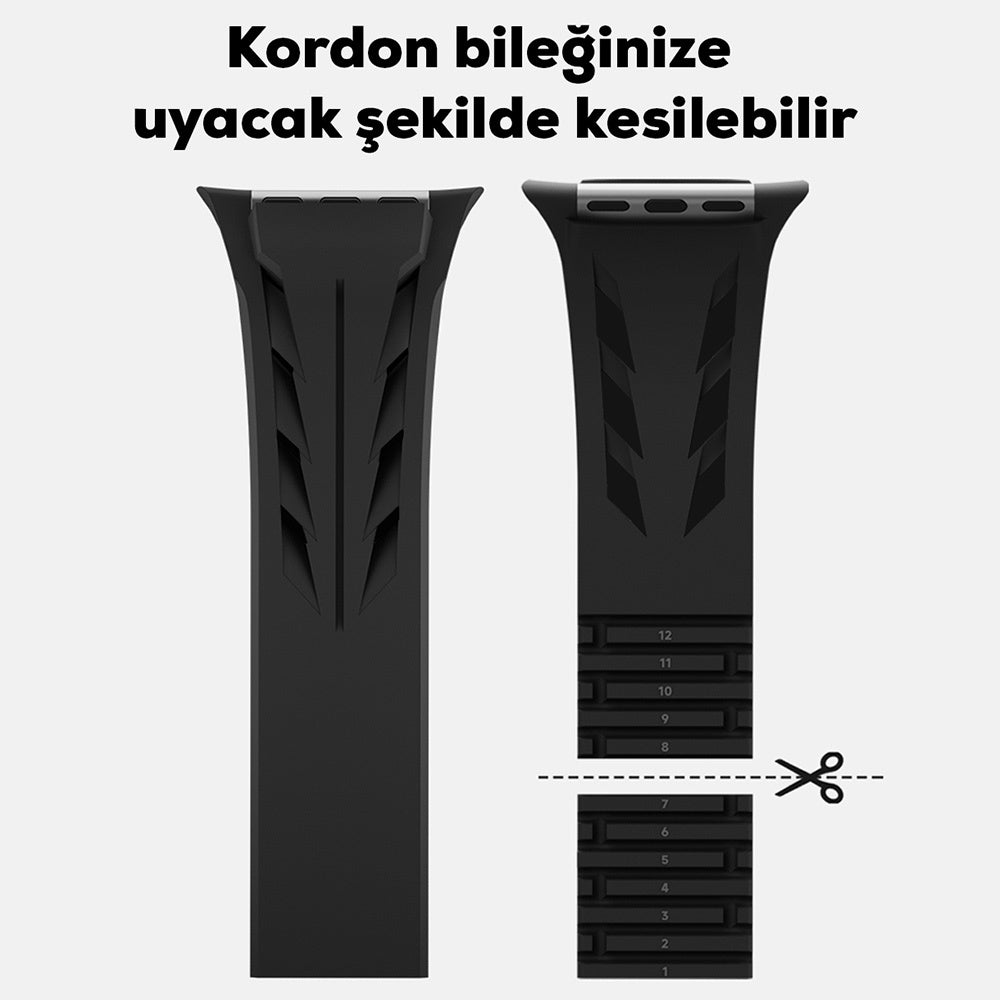 Apple Watch Ultra 49mm KRD-127 Metal Tokalı Silikon Kordon Kırmızı
