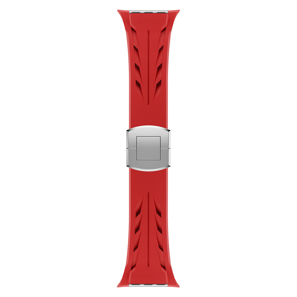 Apple Watch Ultra 49mm KRD-127 Metal Tokalı Silikon Kordon Kırmızı