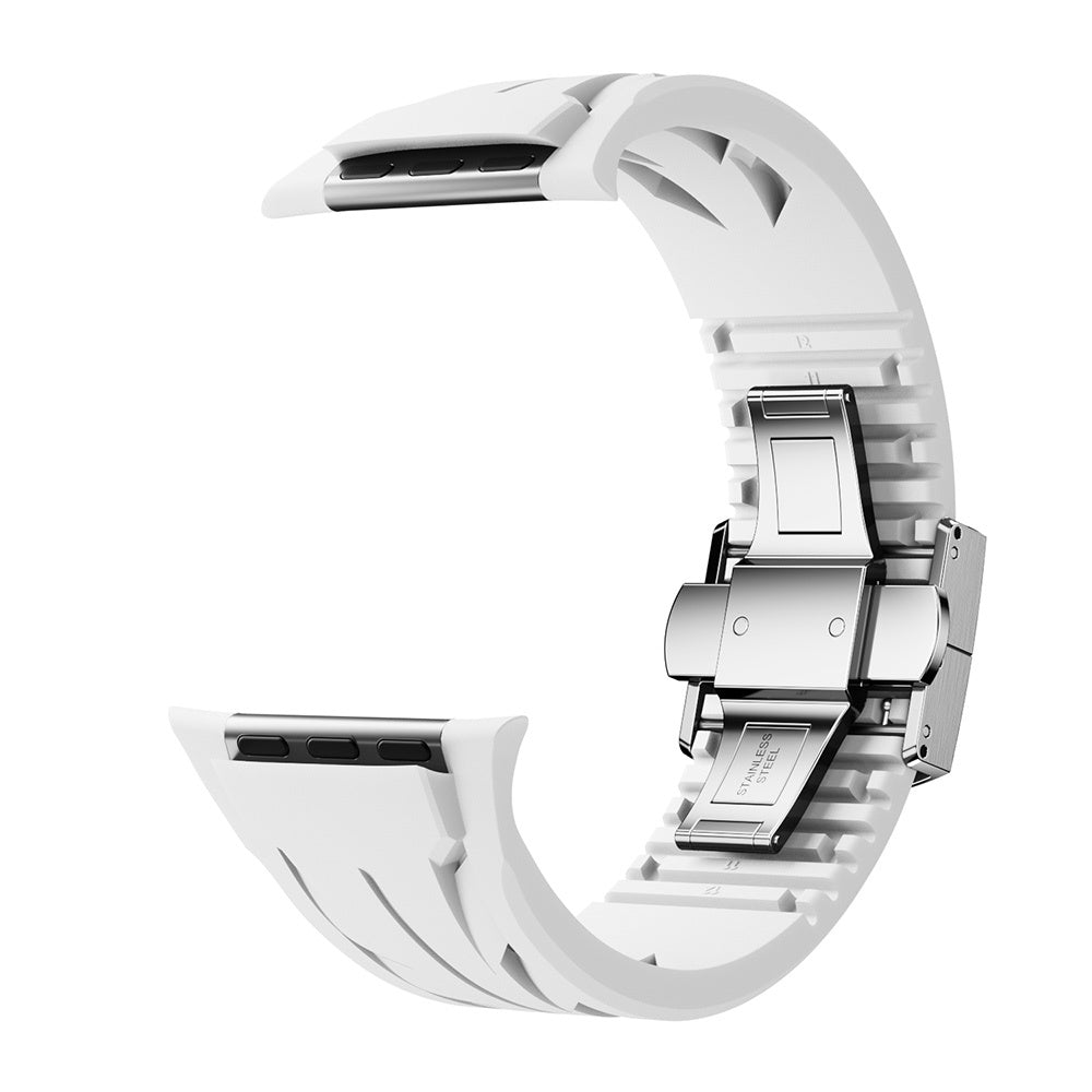 Apple Watch Ultra 49mm KRD-127 Metal Tokalı Silikon Kordon Kırmızı