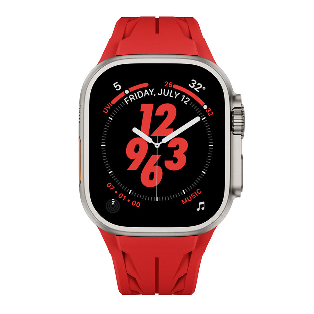 Apple Watch Ultra 49mm KRD-127 Metal Tokalı Silikon Kordon Kırmızı