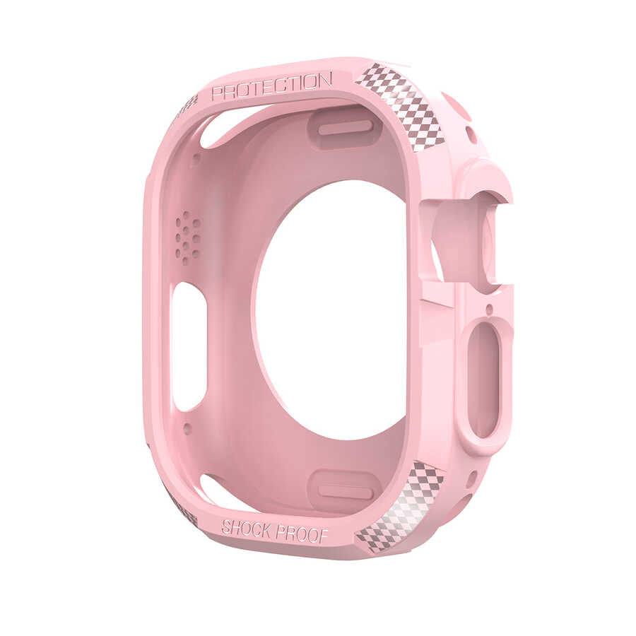 Apple Watch Ultra 49mm Silikon TPU Kasa Koruyucu Zore Watch Gard 17 Pembe