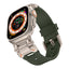 Apple Watch Ultra 49mm Zore KRD-101 Titanyum Metal Başlıklı Silikon Kordon Siyah-Yeşil