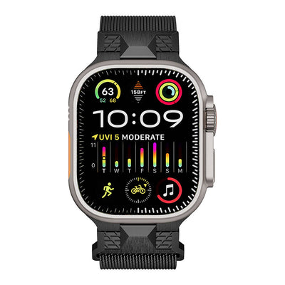 Apple Watch Ultra 49mm Zore KRD-107 Metal Hasır Kordon Gri