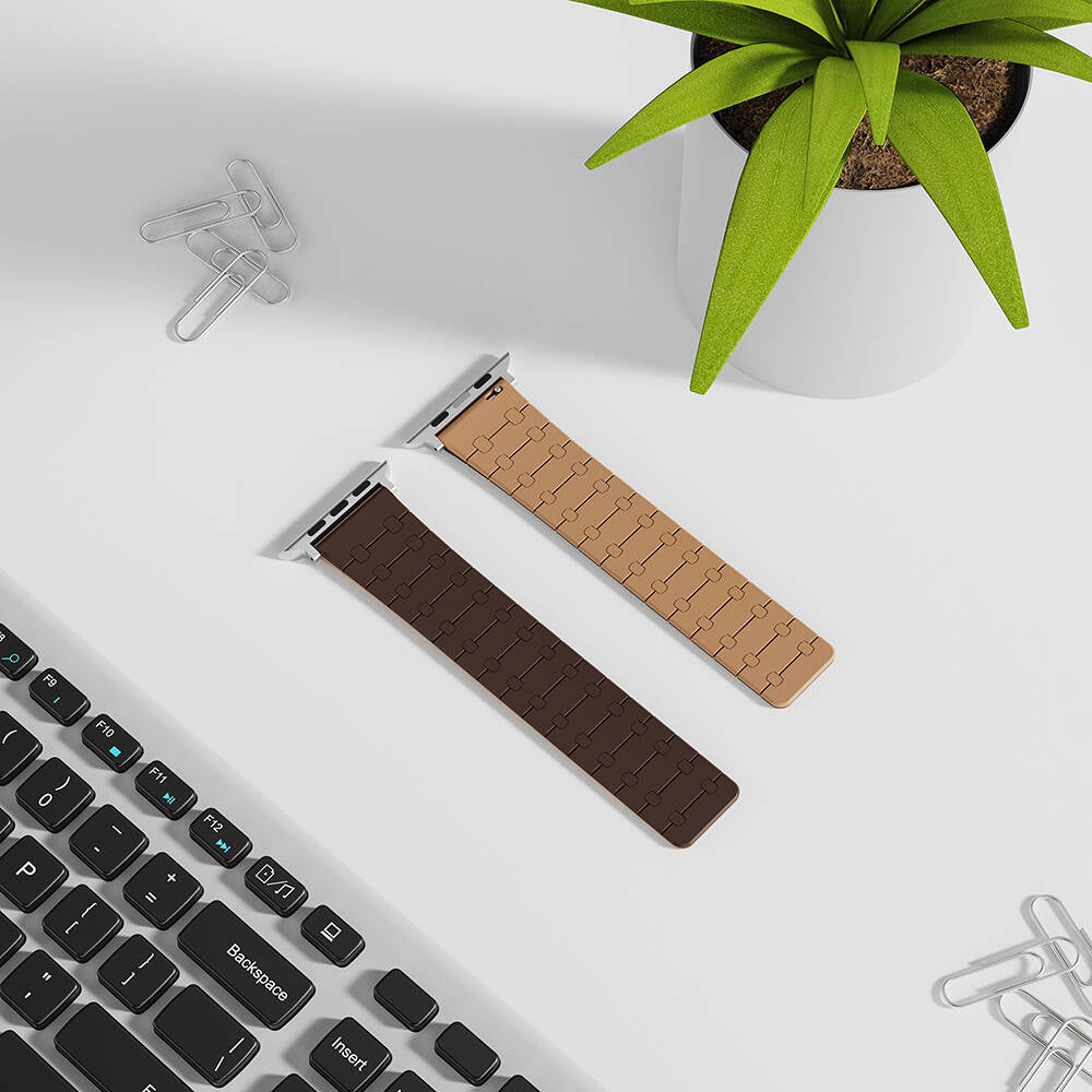 Apple Watch Ultra 49mm Zore KRD-111 Çizgili Desenli Silikon Kordon Turuncu