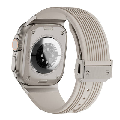 Apple Watch Ultra 49mm Zore KRD-113 Spor Görünümlü Silikon Kordon Starlight