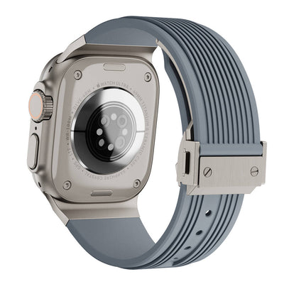 Apple Watch Ultra 49mm Zore KRD-113 Spor Görünümlü Silikon Kordon Gri