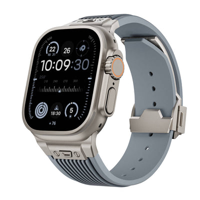 Apple Watch Ultra 49mm Zore KRD-113 Spor Görünümlü Silikon Kordon Beyaz