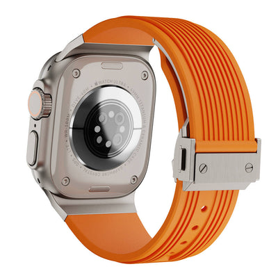 Apple Watch Ultra 49mm Zore KRD-113 Spor Görünümlü Silikon Kordon Turuncu