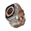 Apple Watch Ultra 49mm Zore KRD-114 Metal Başlıklı Suni Deri Kordon Açık Kahve