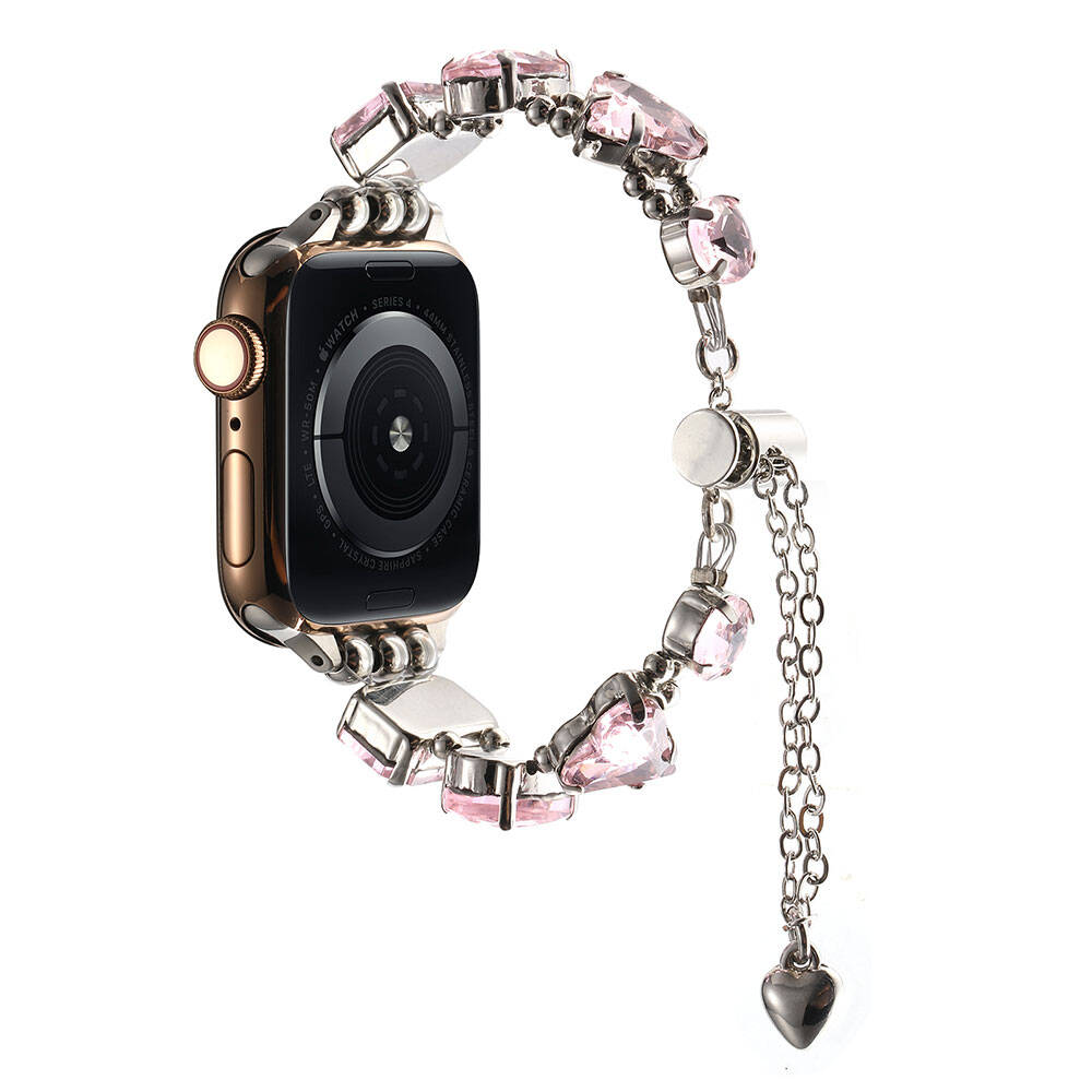 Apple Watch Ultra 49mm Zore KRD-115 Renkli Taş Tasarımlı Kordon Lila