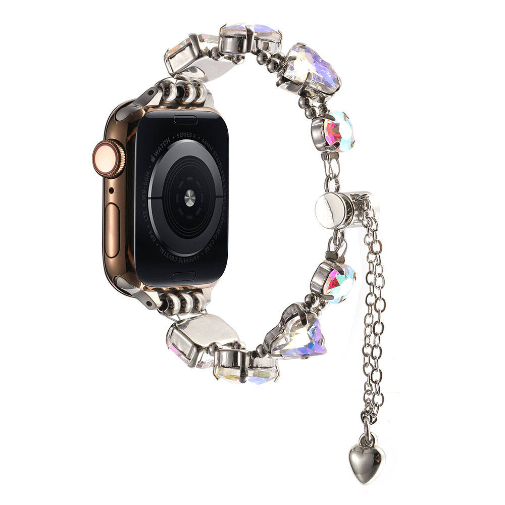 Apple Watch Ultra 49mm Zore KRD-115 Renkli Taş Tasarımlı Kordon Lila