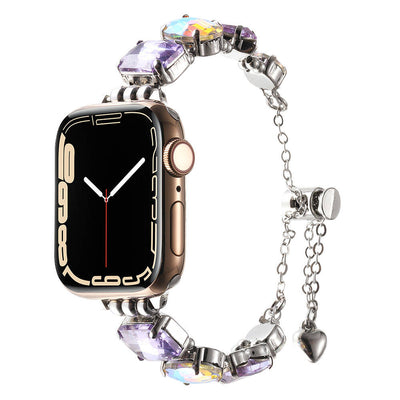 Apple Watch Ultra 49mm Zore KRD-115 Renkli Taş Tasarımlı Kordon Rose Pembe
