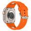 Apple Watch Ultra 49mm Zore KRD-117 Hava Alabilen Delikli Metal Süslemeli Desenli Silikon Kordon Titanyum-Yeşil