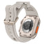Apple Watch Ultra 49mm Zore KRD-117 Hava Alabilen Delikli Metal Süslemeli Desenli Silikon Kordon Titanyum-Starlight